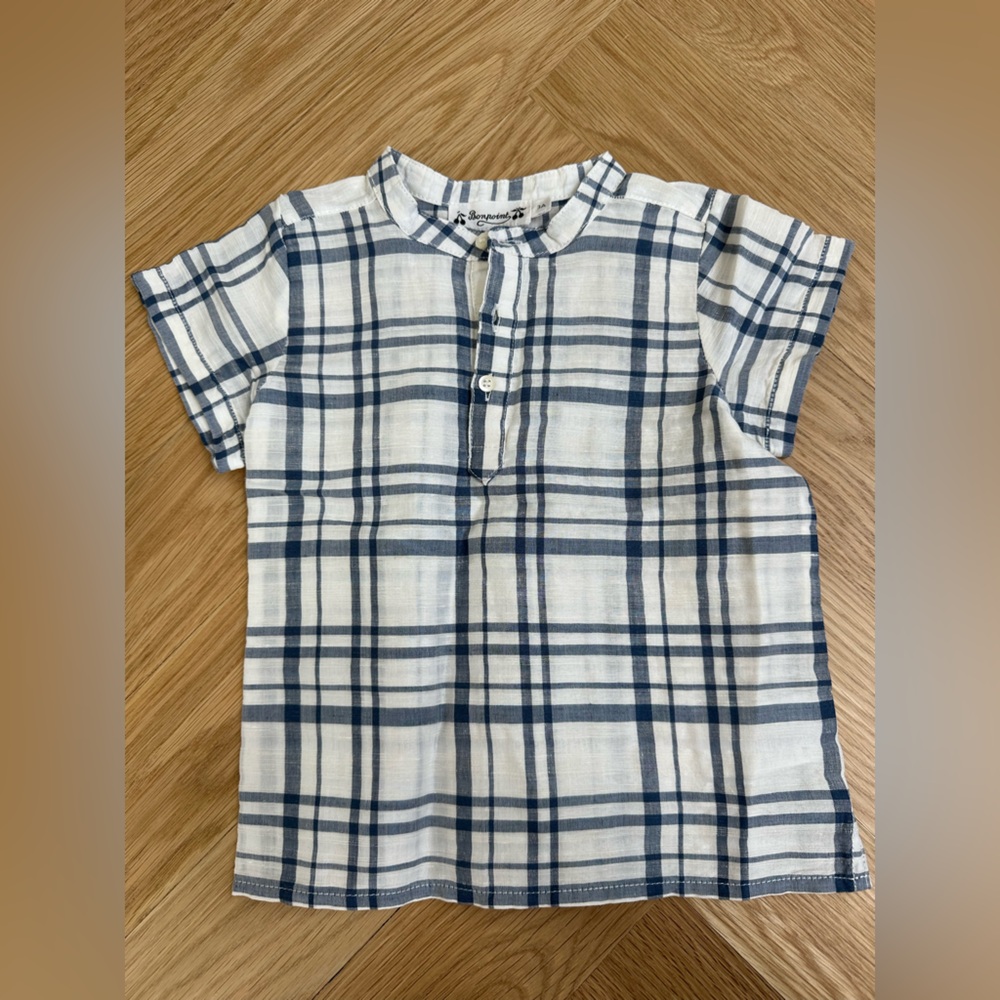 Bonpoint Blue and White Window Pane Shirt